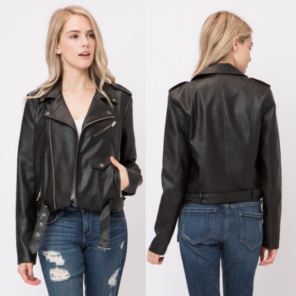 One Small Left!{Love Tree}Vegan Leather MotoJacket - Picture 5 of 8